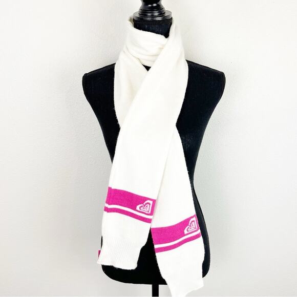 Roxy Womens Winter Scarf Long Spectator Game Layer Warm White Hot Pink - Picture 4 of 8